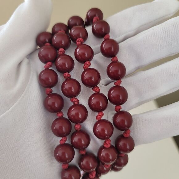 Necklace Burgundy Red Beaded Necklace #0033 - Picture 11 of 12